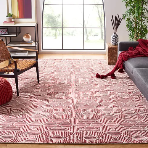 Vista 11 de SAFAVIEH Abstract Collection - Alfombra decorativa, 2 x 3 pies, azul y marfil, lana hecha a mano, ideal para zonas de alto tráfico en entrada, sala