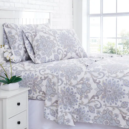 Vista 24 de Southshore Fine Living, Inc., Sábanas de Algodón 100% con Bolsillo Profundo, Sábanas de Algodón Satén de 300 Hilos Juego de Cama Tamaño Full, Sábana