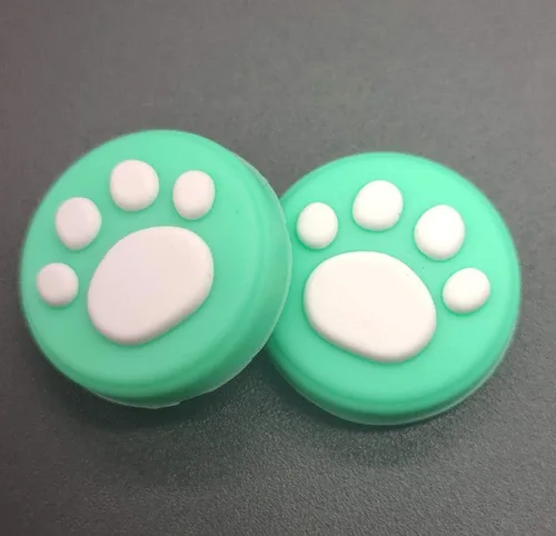 Vista 2 de 2 x Controladores analógicos de silicona para Nintendo Switch NS y Switch Lite Joy-Con ThumbStick lindo gato pata garra (combinación verde 2 piezas)