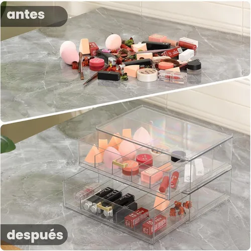 Vista 6 de LALOBLUE Estuche para Anteojos con Cajón – Organizador de Gafas de Sol de Acrílico, Soporte Extraíble para Múltiples Anteojos, Anteojos de Lectura