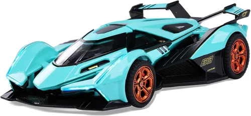 Vista 7 de SASBSC Autos de juguete para niños de 4-7 8-12 años V12 Coche de carreras de juguete con luz y sonido 1:22 Coches modelo de metal fundido a presión
