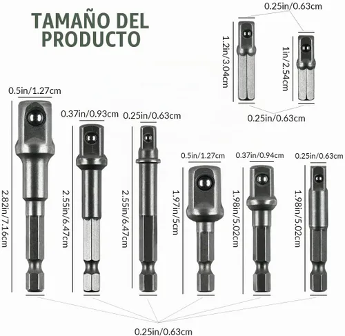 Vista 4 de Juego de adaptadores de broca de grado de impacto de 8 piezas
