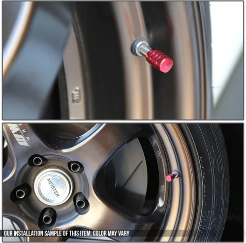 Vista 2 de Auto Dynasty Tapones de vástago de válvula de neumático, 4 piezas de rosca con revestimiento de aleación, cubiertas universales de vástago