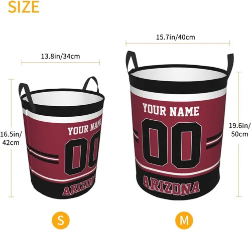Vista 4 de Cesta de lavandería personalizada de Arizona, cesta de lavandería personalizada con nombre y número, cesta de almacenamiento plegable