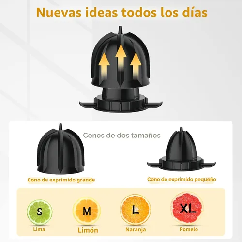 Vista 3 de Healnitor Exprimidor eléctrico de cítricos de 150 W con 2 conos, máquinas extractoras de jugo de naranja silenciosas de acero inoxidable para lima
