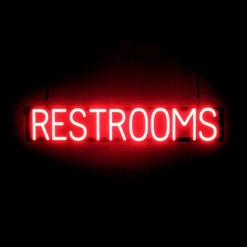 Vista 20 de SpellBrite Letrero de MEN para baños de negocios Letreros relacionados con el baño con aspecto de neón, luz LED azul 13.8 x 6.3 pulgadas