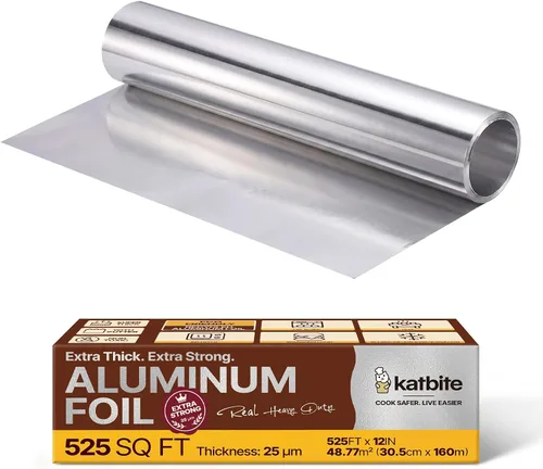 Vista 10 de Katbite Rollo de papel de aluminio, resistente de 12 pulgadas x 150 pies, rollo de aluminio resistente de 30 micras de grosor con cortador