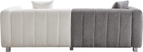Vista 7 de Sofá moderno de 3 plazas de 87.4 pulgadas, sofá de burbujas para sala de estar, sofá de terciopelo con asiento profundo Teddy Bouclé, sofá de dos