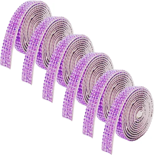 Vista 13 de 6 Rollos de Cinta Adhesiva con Diamantes de Imitación para Manualidades, Rollo de Cinta con Cristales para Decoración de Automóviles y Teléfonos