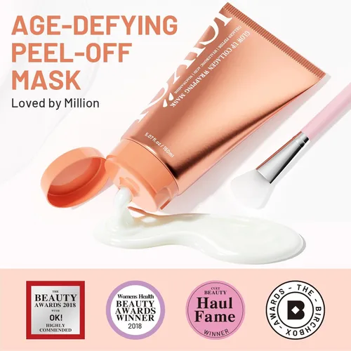 Vista 3 de Máscara facial de envoltura nocturna de péptidos de colágeno, 5.07 onzas, mascarilla facial despegable durante la noche con ácido hialurónico