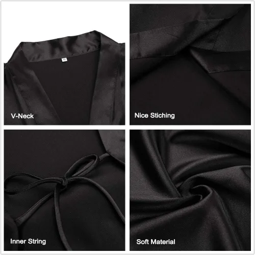 Vista 4 de Bata corta estilo Kimono de satén para mujer, para bodas, fiestas de novia, damas de honor