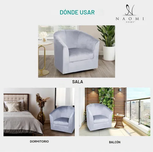 Vista 5 de Ariana Silla Giratoria de Barril de 360 Grados Silla de Acento Giratoria para Sala de Estar con Reposabrazos Silla de Acento Pequeña para el Hogar