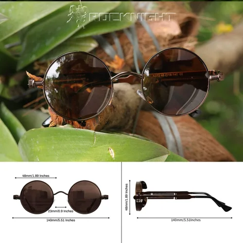 Vista 4 de ROCKNIGHT Gafas de sol Gothic Steampunk redondas polarizadas UV400 con protección unisex