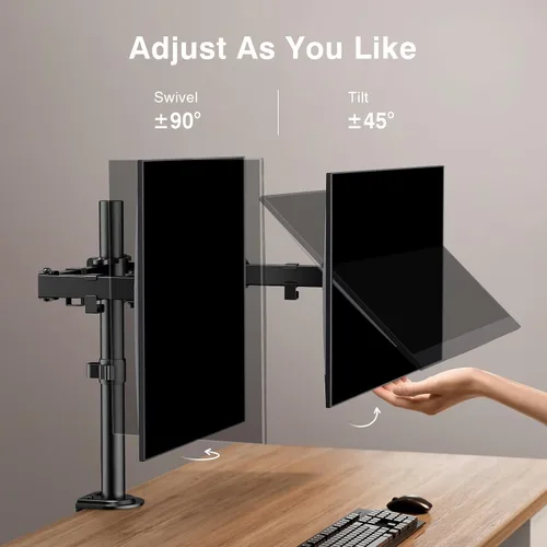 Vista 4 de ErGear - Soporte para dos monitores, resistente y ajustable, montaje de escritorio para monitores de hasta 32 pulgadas, altura totalmente ajustable