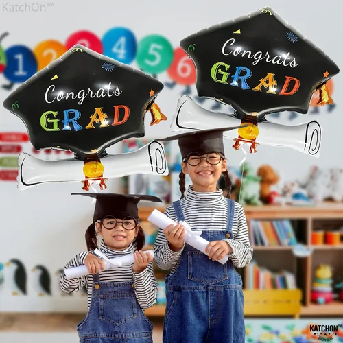 Vista 3 de Globos de graduación clase de 2026 – Grandes 24 pulgadas, decoraciones de graduación 2026 Globos de gorra de graduación, globos de sombrero