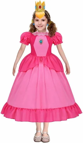 Vista 5 de SZ-TONDA Girls Pink Princess Costume - Kids Mushroom Queen Dress Birthday Halloween Party Favors Outfit Clothes