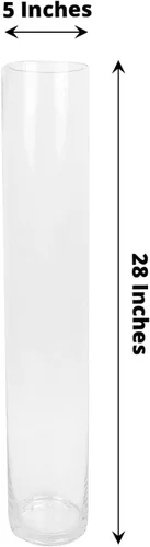Vista 3 de Efavormart - Paquete de 2 jarrones redondos de vidrio cilíndrico transparente de 28 pulgadas, jarrón alto