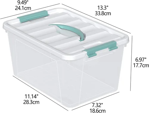 Vista 5 de Ramddy Paquete de 6 contenedores de almacenamiento de plástico de 14 cuartos de galón con tapa, caja de contenedor con pestillo