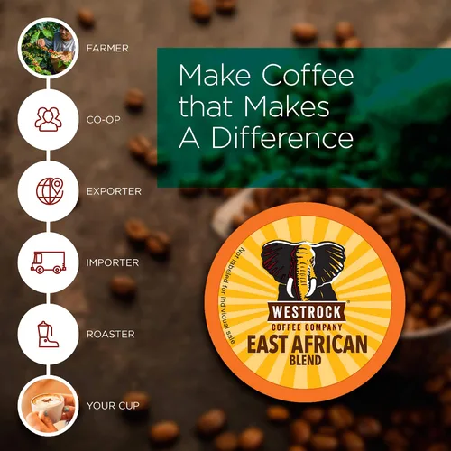 Vista 5 de Westrock Coffee Company, Mezcla de África Oriental, taza de café de una sola porción, tostado medio oscuro (80)