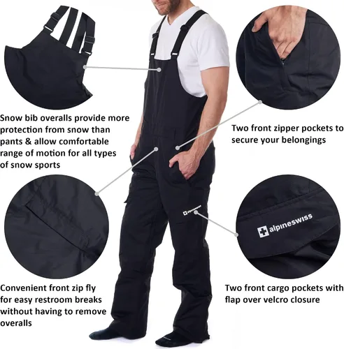 Vista 3 de Alpine Swiss Overol de nieve con aislamiento para hombre, impermeable, para esquí, snowboard