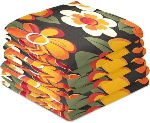 Vista 4 de GAIREG Orange Retro Hippie Flowers Drying Dish Towels for Kitchen, 28x18 Inch Decorative Rags for Kitchen