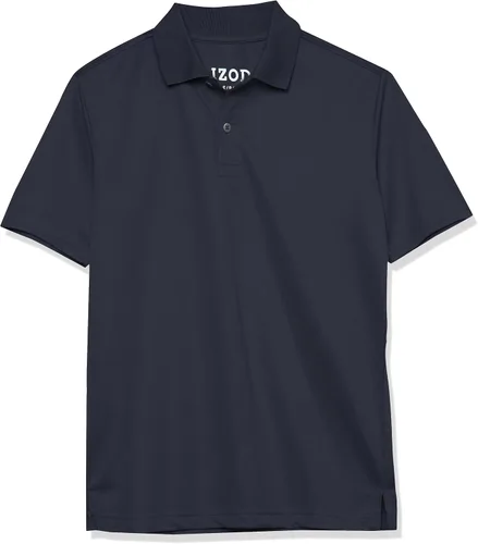 Vista 11 de Izod Camisa polo de manga corta para uniforme escolar para niños, cierre de botón, material de rendimiento que absorbe la humedad Negro