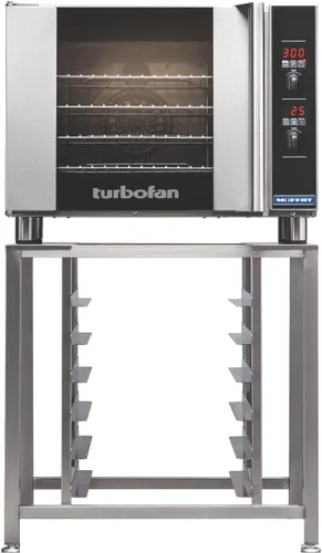 Vista 9 de Moffat Turbofan E31D4 - Horno eléctrico de convección de tamaño completo con soporte, doble pila con ruedas, control digital, 208 V/50/60/1 ph