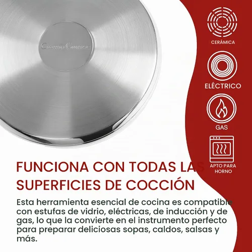 Vista 3 de Olla de 6 cuartos de galón - Olla de acero inoxidable con tapa - Compatible con cocinas eléctricas, de gas, de inducción o de gas - Utensilios