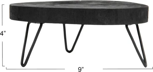 Vista 3 de Creative Co-Op - Pedestal decorativo de madera de Paulownia, negro