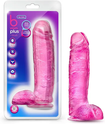 Vista 7 de Blush B Yours Plus Hearty n' Hefty - Consolador de silicona con bolas, pene realista de 1.75 pulgadas de ancho, ventosa, compatible con junta