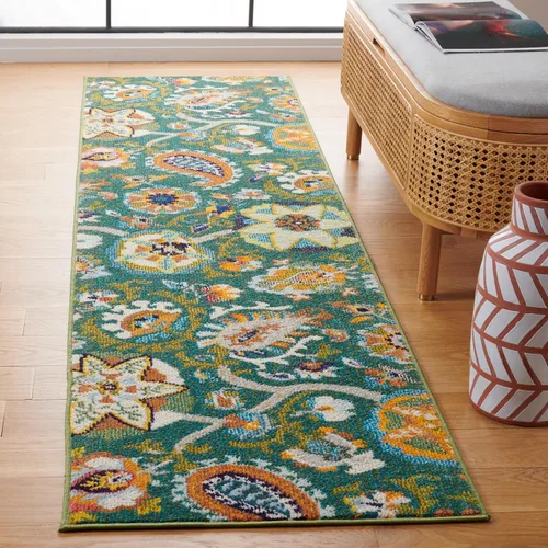 Vista 12 de SAFAVIEH Colección Monaco - Alfombra para pasillo, 2.2 x 6 pies, color marfil y multicolor, diseño floral bohemio, no desprende pelusa y de fácil