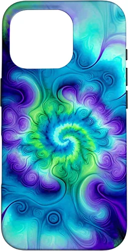 Vista 20 de Tie Dye Colorido Azul Cian Púrpura Verde Diseño Caso para iPhone 17