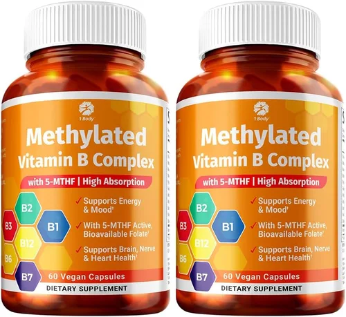 Vista 10 de 1 Body Complejo de vitamina B metilada, 5-MTHF y metil B12, 60 cápsulas