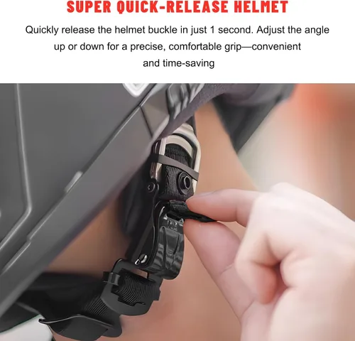 Vista 5 de Sun Walker Kit de hebilla de liberación rápida para casco, bloqueo de tracción para casco de motocicleta para correa de barbilla de hasta 1 pulgada