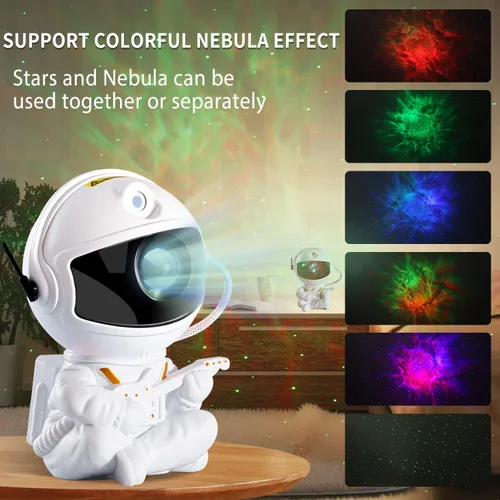 Vista 2 de Proyector de estrellas de astronauta, luz nocturna para niños, luz de proyector de nebulosa. Proyector de galaxia para dormitorio, sala