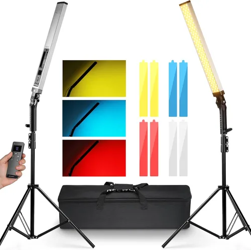Vista 10 de NEEWER Barra de luz de video LED mejorada y kit remoto de 2.4G, paquete de 2 unidades regulables de mano 3200K ~ 5600K CRI97+ iluminación de video