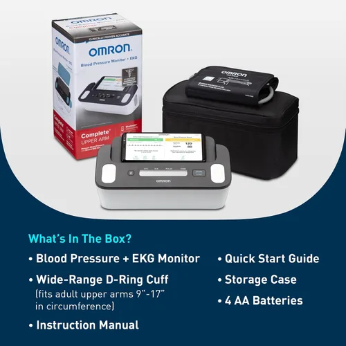 Vista 6 de OMRON Monitor completo de presión arterial 2 en 1 + EKG para uso doméstico y brazalete de presión arterial para la parte superior del brazo