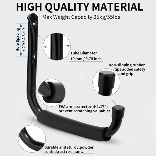 Vista 5 de Ganchos de almacenamiento de garaje y jardín, colgador de brazo jumbo resistente, ganchos de escalera de 9.5 pulgadas para sillas plegables