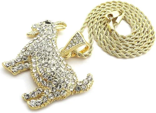 Vista 4 de CAJA COLGANTE DE CABRA HIP HOP HELIZADA PARA HOMBRES, CUERDA Y COLLAR DE CADENA CUBANA