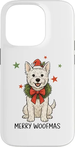 Vista 16 de Merry Woofmas White Terrier Dog Santa Hat Christmas Cute Dog Case for iPhone 15