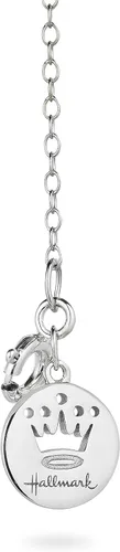 Vista 2 de Jewelili Hallmark Fine Jewelry - Collar con colgante de plata de ley y oro amarillo de 14 quilates, 15 quilates, blanco natural, redondo y diamante