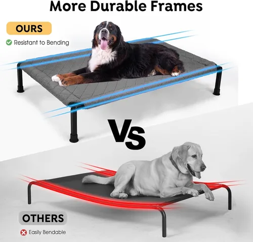 Vista 4 de Veehoo CWC2432A - Cama elevada para perro con marco resistente, patas de silicona antideslizantes, cama para perro lavable y transpirable, cama