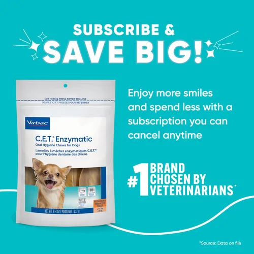 Vista 9 de Virbac C.E.T. Masticables enzimáticos de higiene oral para perros, control del sarro, extra pequeños de menos de 11 libras (paquete de 12)