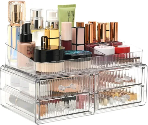 Vista 7 de ZHIAI Organizador Cosmético Apilable, Organizador Cosmético de Acrílico para Cómoda, Tocador, Gabinete de Cocina, Baño, Debajo del Fregadero