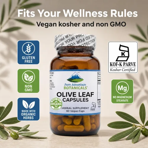 Vista 5 de Pure Mountain Botanicals Cápsulas de extracto de hoja de olivo - 400 mg 18% de oleuropeína
