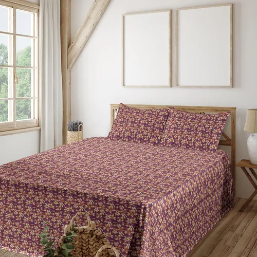 Vista 8 de Ambesonne Floral Sheet Set, Nature Themed Oversimplified Blossom Shaped Pattern Print Artwork, Fitted and Flat Sheet with Pillowcases Bedding Accent