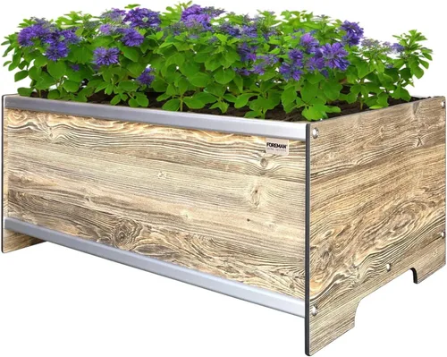 Vista 13 de Cama de jardín elevada (36 x 12 x 14 pulgadas) resistente a la intemperie, maceta para exteriores con drenaje para camas de verduras, jardinería