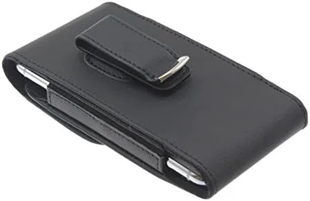 Vista 2 de Funda con clip para cinturón de cuero compatible con Motorola Moto Z4, funda para funda vertical de transporte, color negro