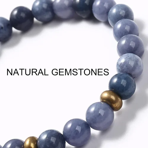 Vista 4 de Pulsera de piedras preciosas naturales para curación, yoga, cuentas para mujer, árbol de la vida, chakra, jaspe y ágata tibetana