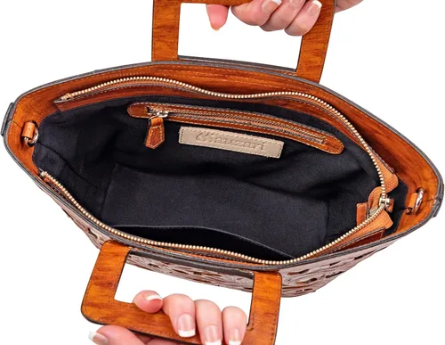 Vista 6 de Tooled - Bolso bandolera de piel para mujer, con asa superior